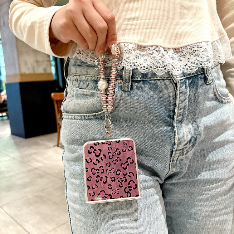 For Honor Magic V Flip Feather Leopard Pattern Integrated Phone Case with Bracelet