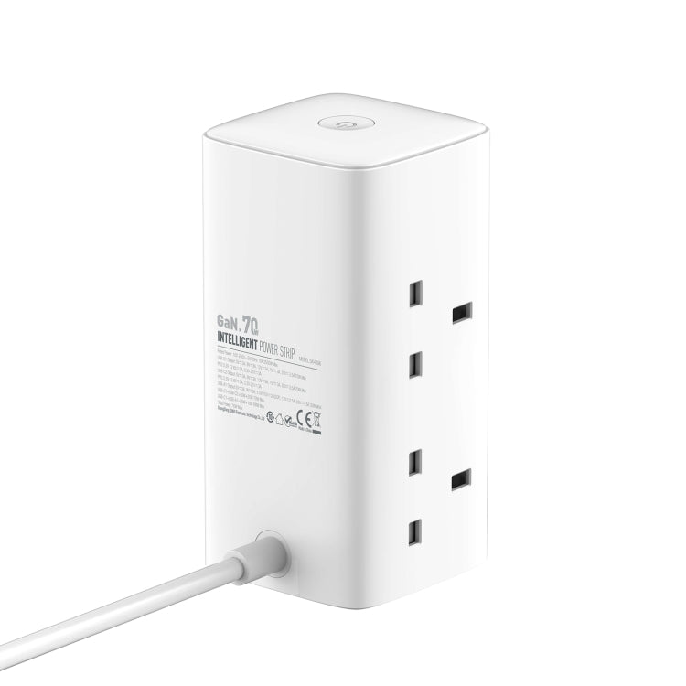 LDNIO SC4396 70W Desktop Multi-function GaN Desktop Charger 2AC, 1U, 2C with 1 Socket, Plug:UK Plug - White