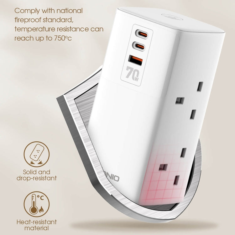 LDNIO SC4396 70W Desktop Multi-function GaN Desktop Charger 2AC, 1U, 2C with 1 Socket, Plug:UK Plug - White