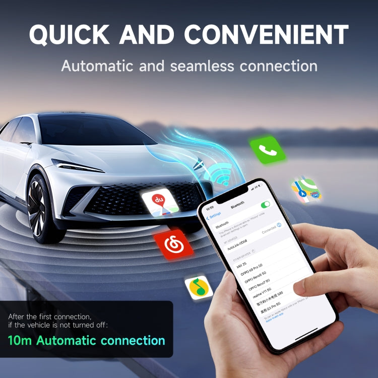 2 in 1 Apple CarPlay / Android Auto USB, Type-C Dual Ports Wired to Wireless CarPlay Adapter