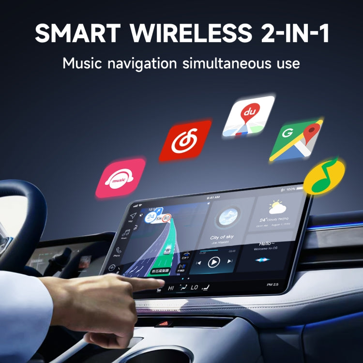 2 in 1 Apple CarPlay / Android Auto USB, Type-C Dual Ports Wired to Wireless CarPlay Adapter