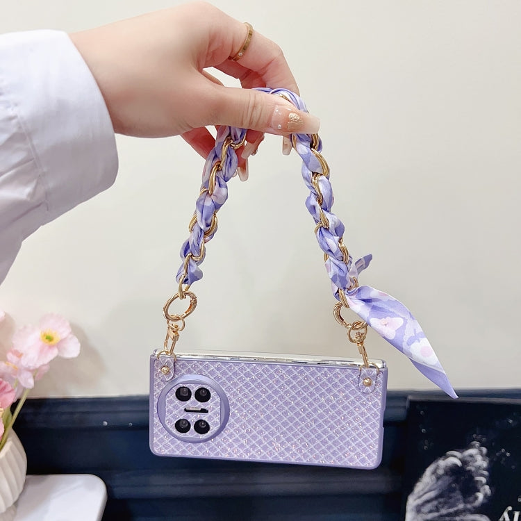 For Huawei Mate X3 / X5 Sparkling Diamond Rhombus PC Phone Case with Silk Scarf Bracelet
