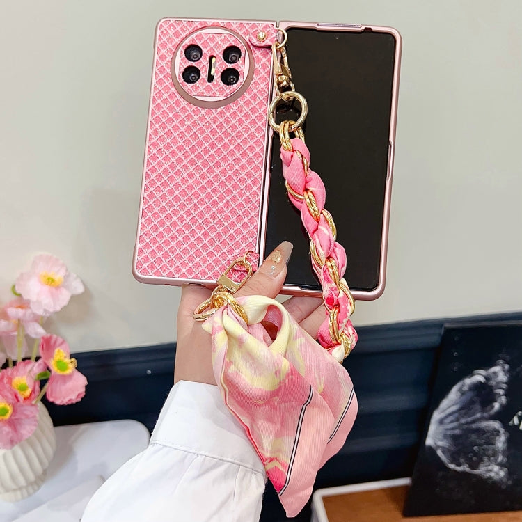 For Huawei Mate X3 / X5 Sparkling Diamond Rhombus PC Phone Case with Silk Scarf Bracelet