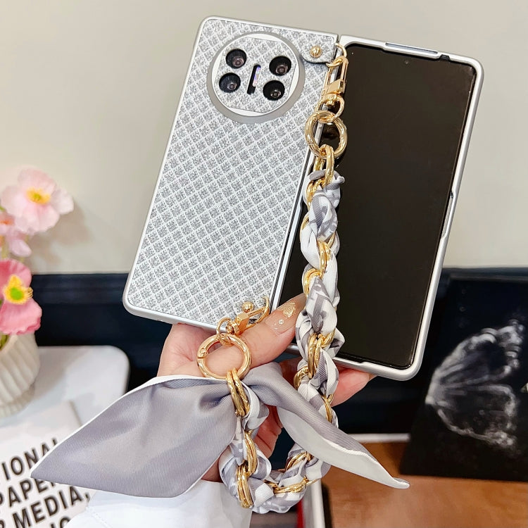 For Huawei Mate X3 / X5 Sparkling Diamond Rhombus PC Phone Case with Silk Scarf Bracelet