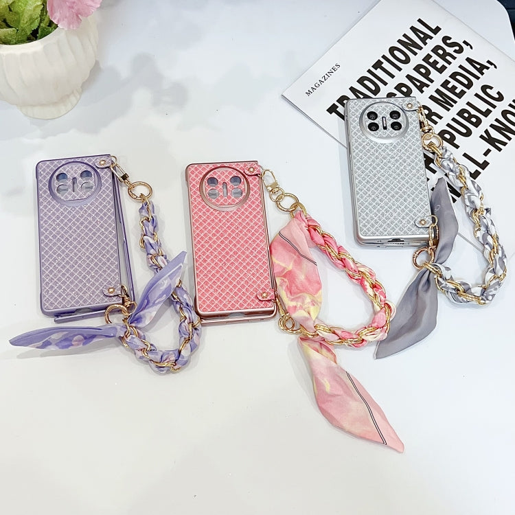 For Huawei Mate X3 / X5 Sparkling Diamond Rhombus PC Phone Case with Silk Scarf Bracelet