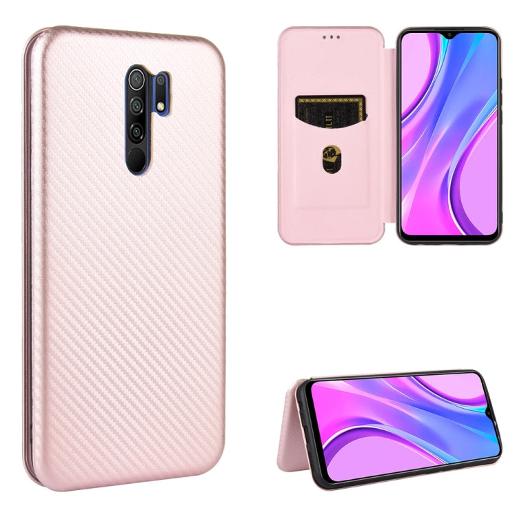 For Xiaomi Redmi 9 Carbon Fiber Texture Horizontal Flip TPU + PC + PU Leather Case with Card Slot