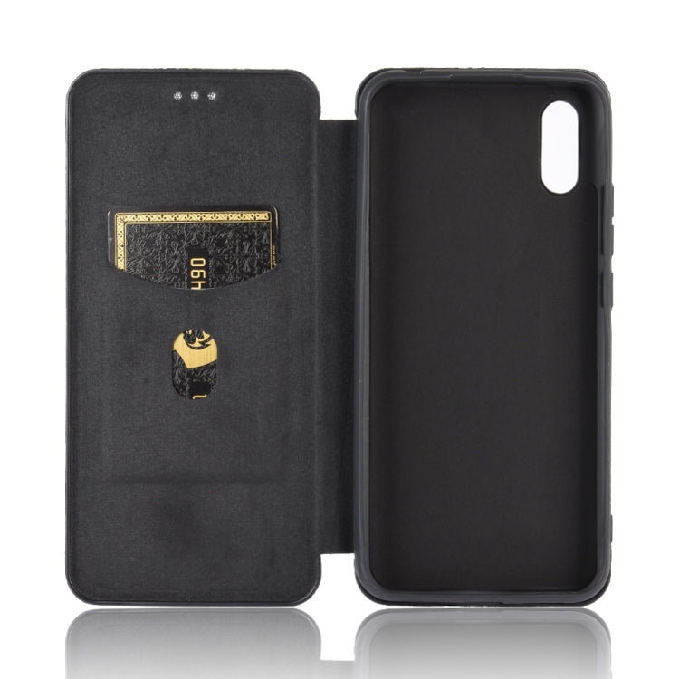 For Xiaomi Redmi 9A Carbon Fiber Texture Horizontal Flip TPU + PC + PU Leather Case with Card Slot