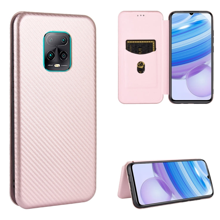 For Xiaomi Redmi 10X 5G Carbon Fiber Texture Horizontal Flip TPU + PC + PU Leather Case with Card Slot