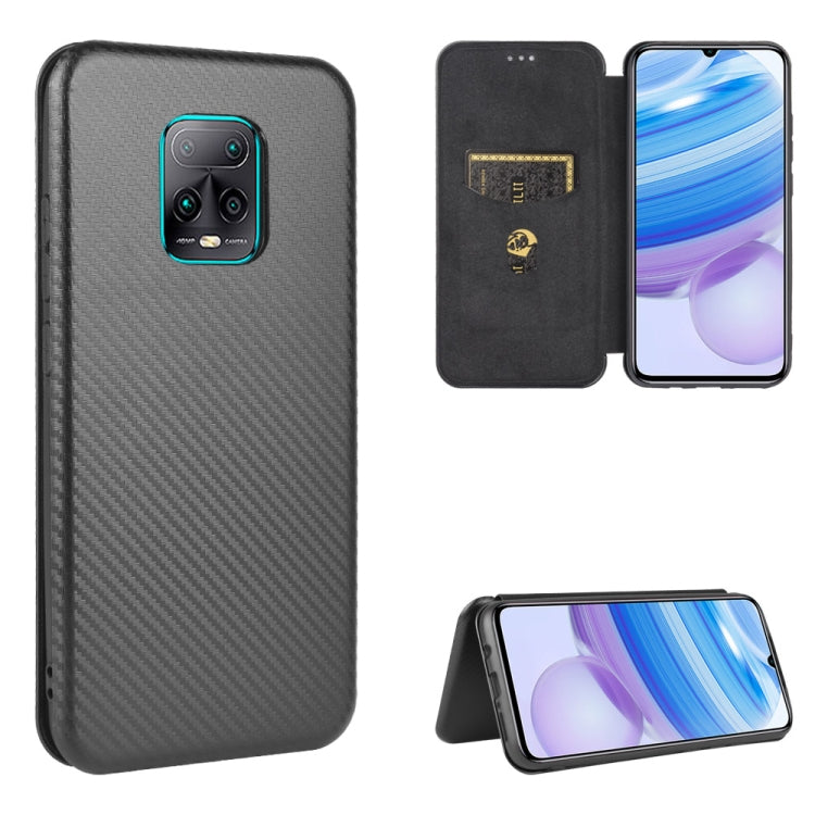 For Xiaomi Redmi 10X 5G Carbon Fiber Texture Horizontal Flip TPU + PC + PU Leather Case with Card Slot