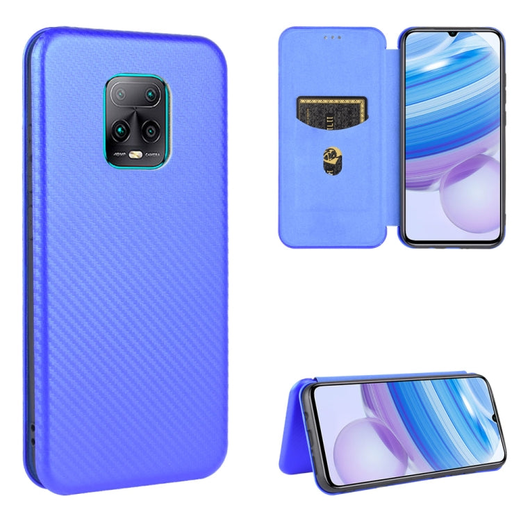 For Xiaomi Redmi 10X 5G Carbon Fiber Texture Horizontal Flip TPU + PC + PU Leather Case with Card Slot