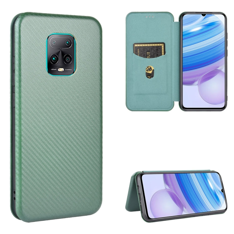 For Xiaomi Redmi 10X 5G Carbon Fiber Texture Horizontal Flip TPU + PC + PU Leather Case with Card Slot
