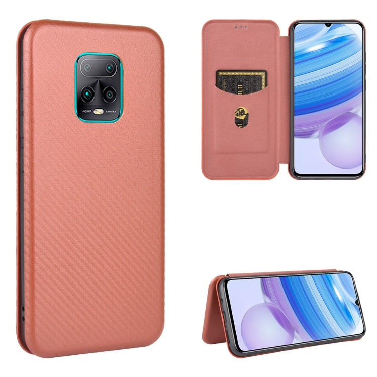 For Xiaomi Redmi 10X 5G Carbon Fiber Texture Horizontal Flip TPU + PC + PU Leather Case with Card Slot