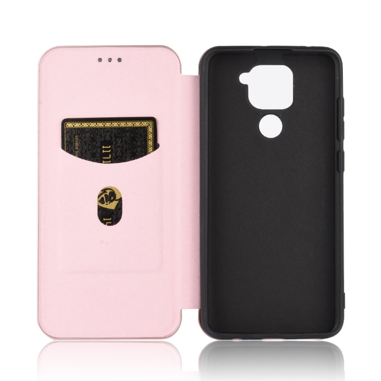 For Xiaomi Redmi Note 9 Carbon Fiber Texture Horizontal Flip TPU + PC + PU Leather Case with Card Slot