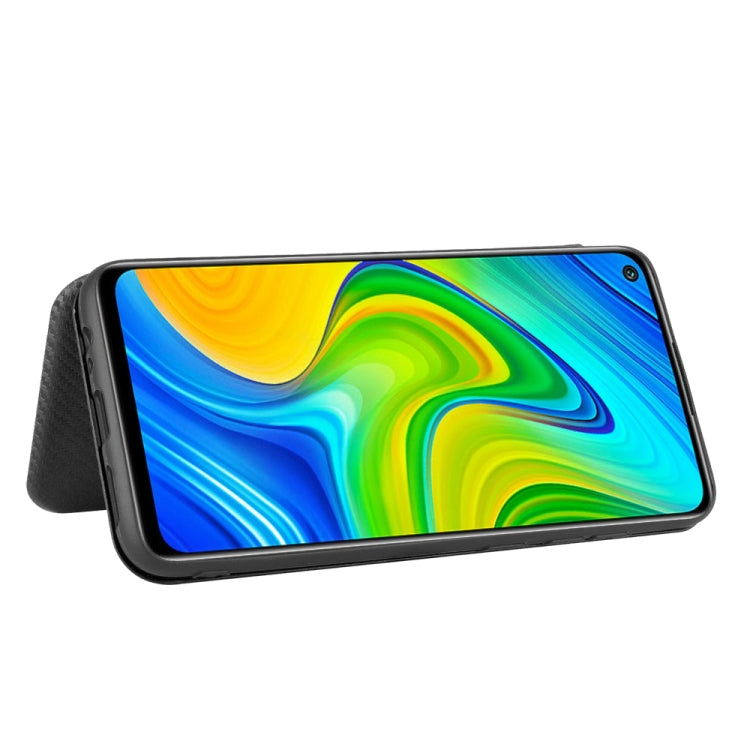 For Xiaomi Redmi Note 9 Carbon Fiber Texture Horizontal Flip TPU + PC + PU Leather Case with Card Slot