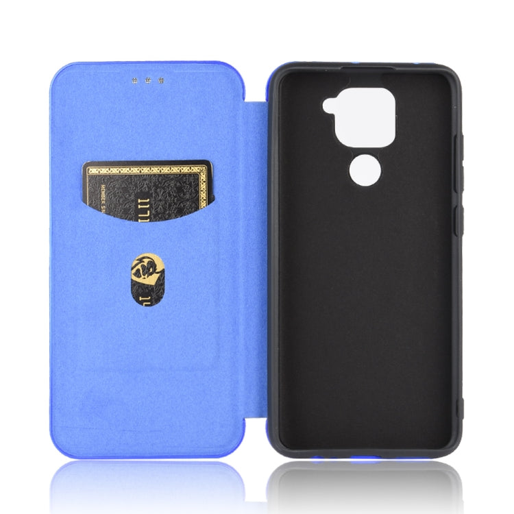 For Xiaomi Redmi Note 9 Carbon Fiber Texture Horizontal Flip TPU + PC + PU Leather Case with Card Slot