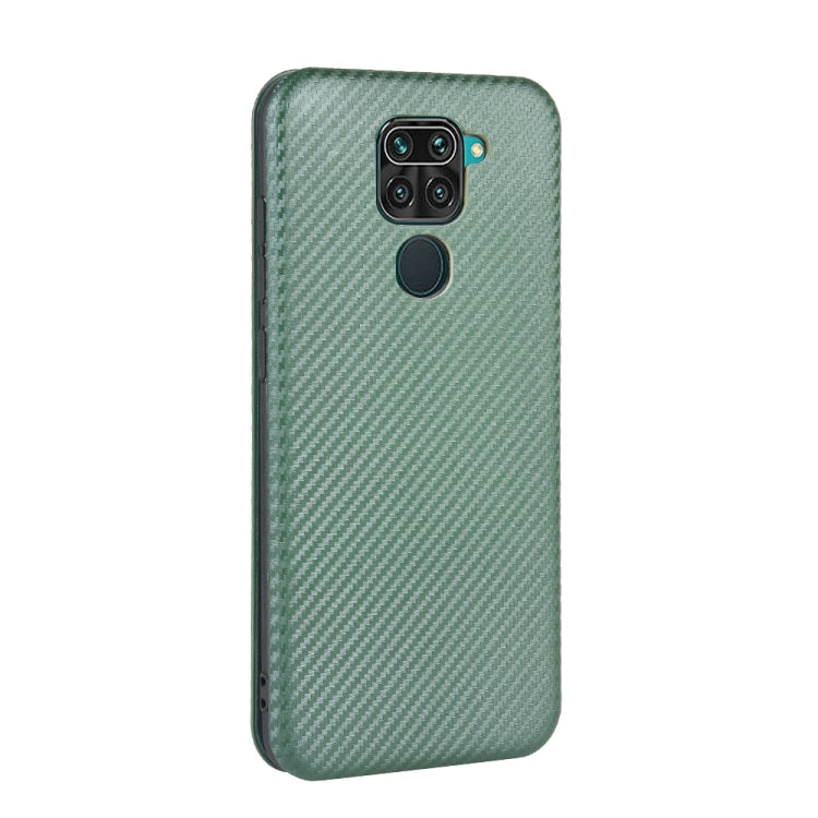 For Xiaomi Redmi Note 9 Carbon Fiber Texture Horizontal Flip TPU + PC + PU Leather Case with Card Slot