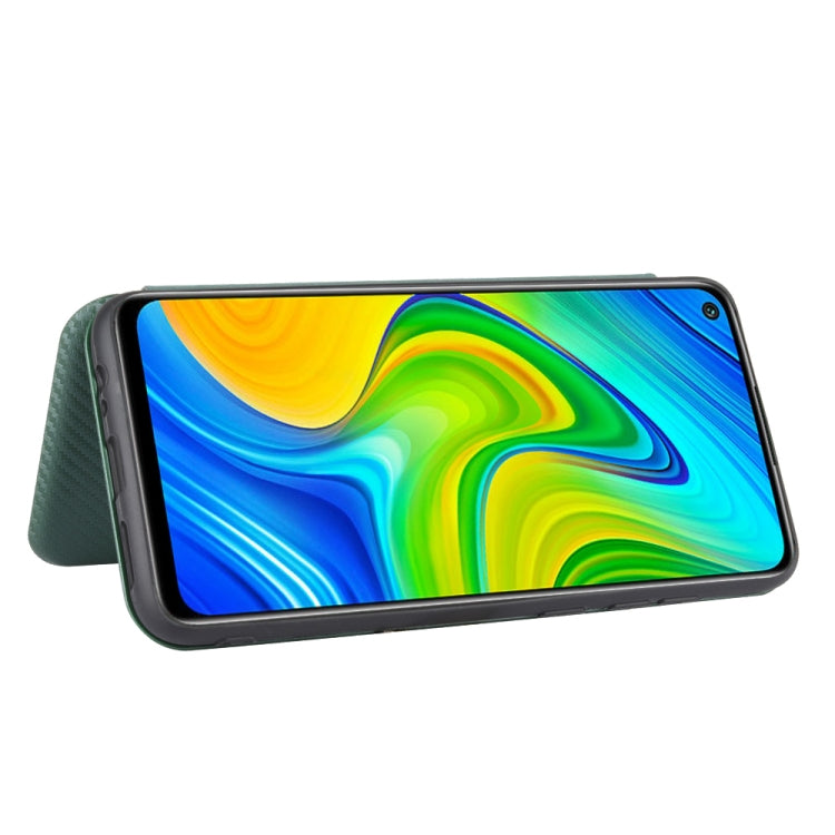 For Xiaomi Redmi Note 9 Carbon Fiber Texture Horizontal Flip TPU + PC + PU Leather Case with Card Slot