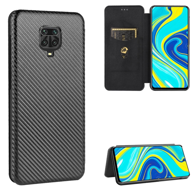 For Xiaomi Redmi Note 9S Carbon Fiber Texture Horizontal Flip TPU + PC + PU Leather Case with Card Slot