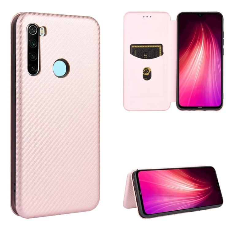 For Xiaomi Redmi Note 8 Carbon Fiber Texture Horizontal Flip TPU + PC + PU Leather Case with Card Slot