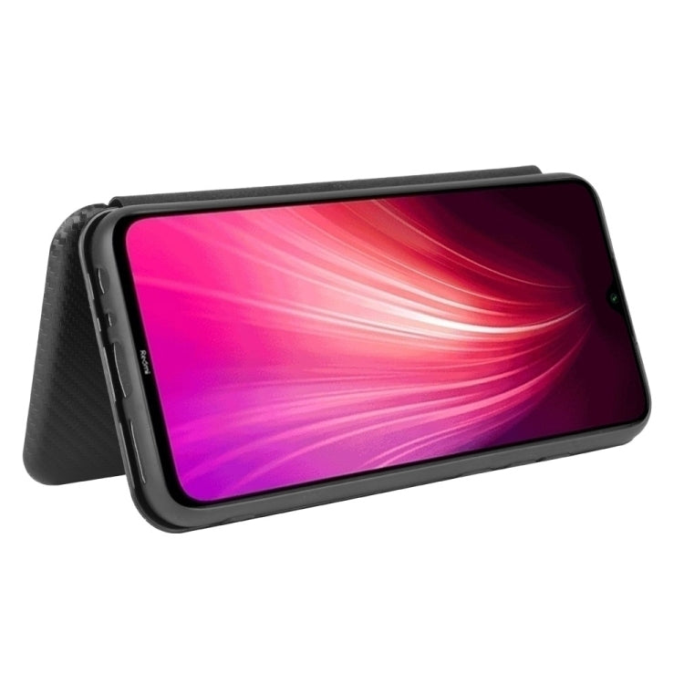 For Xiaomi Redmi Note 8 Carbon Fiber Texture Horizontal Flip TPU + PC + PU Leather Case with Card Slot