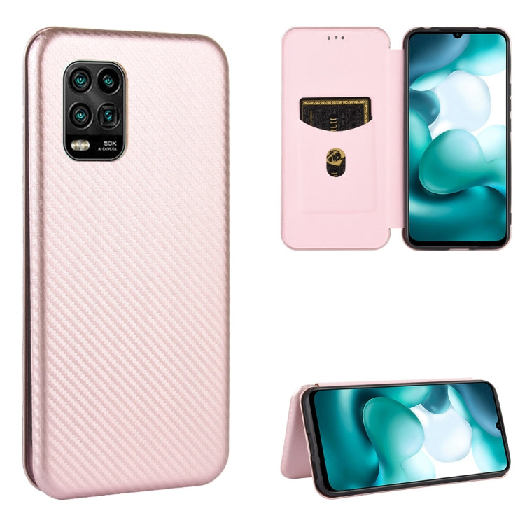 For Xiaomi Mi 10 Lite Carbon Fiber Texture Horizontal Flip TPU + PC + PU Leather Case with Card Slot