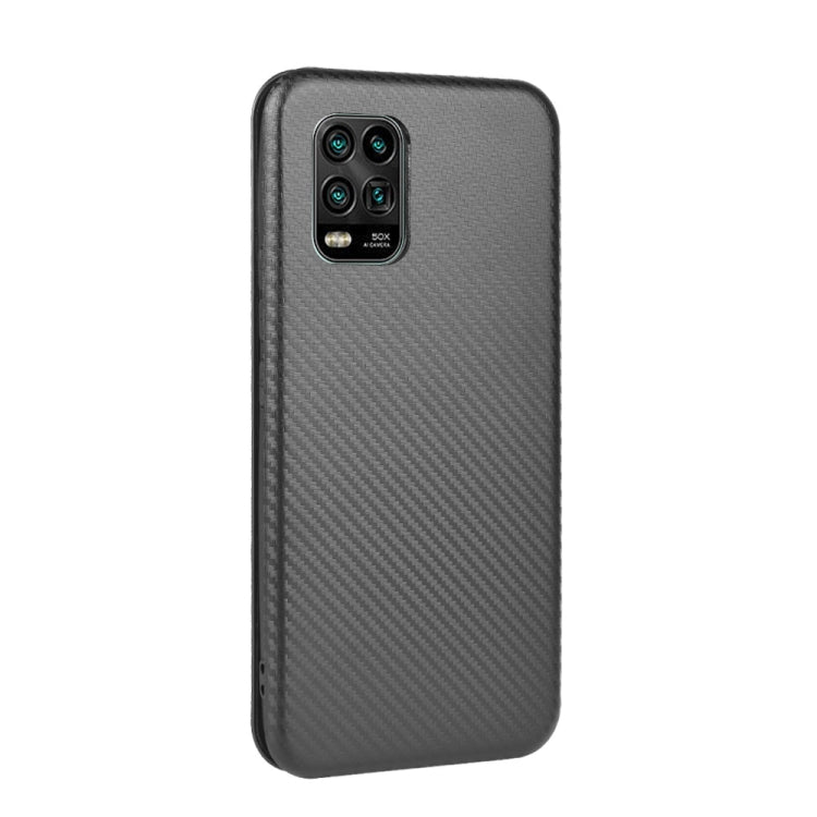 For Xiaomi Mi 10 Lite Carbon Fiber Texture Horizontal Flip TPU + PC + PU Leather Case with Card Slot