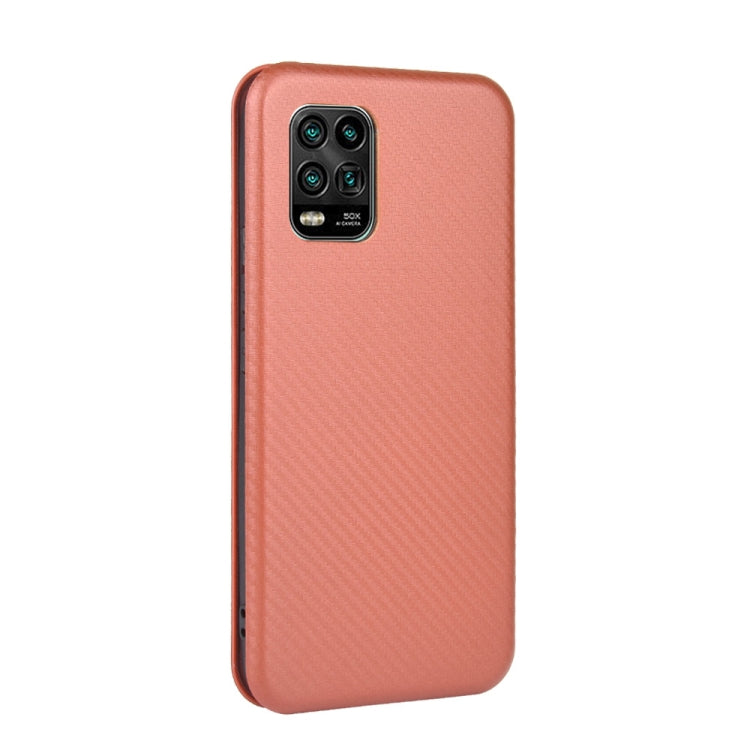 For Xiaomi Mi 10 Lite Carbon Fiber Texture Horizontal Flip TPU + PC + PU Leather Case with Card Slot
