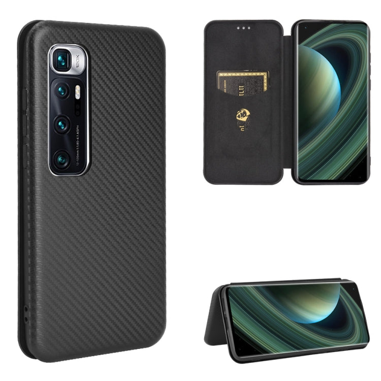 For Xiaomi Mi 10 Ultra Carbon Fiber Texture Horizontal Flip TPU + PC + PU Leather Case with Card Slot