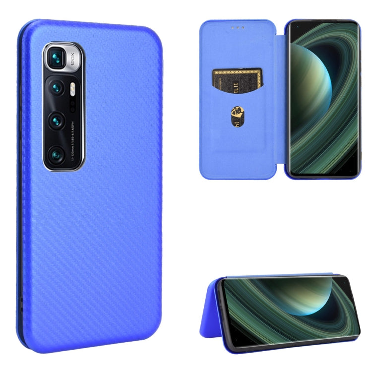 For Xiaomi Mi 10 Ultra Carbon Fiber Texture Horizontal Flip TPU + PC + PU Leather Case with Card Slot