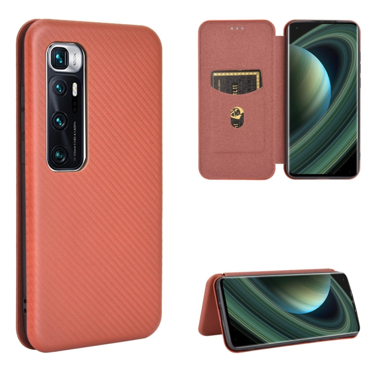 For Xiaomi Mi 10 Ultra Carbon Fiber Texture Horizontal Flip TPU + PC + PU Leather Case with Card Slot