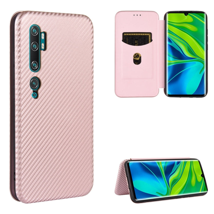 For Xiaomi Mi CC9 Pro Carbon Fiber Texture Horizontal Flip TPU + PC + PU Leather Case with Card Slot