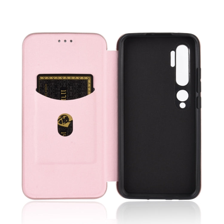 For Xiaomi Mi CC9 Pro Carbon Fiber Texture Horizontal Flip TPU + PC + PU Leather Case with Card Slot