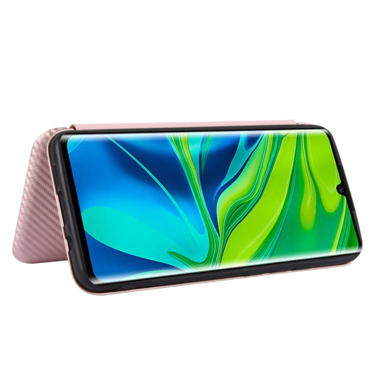 For Xiaomi Mi CC9 Pro Carbon Fiber Texture Horizontal Flip TPU + PC + PU Leather Case with Card Slot