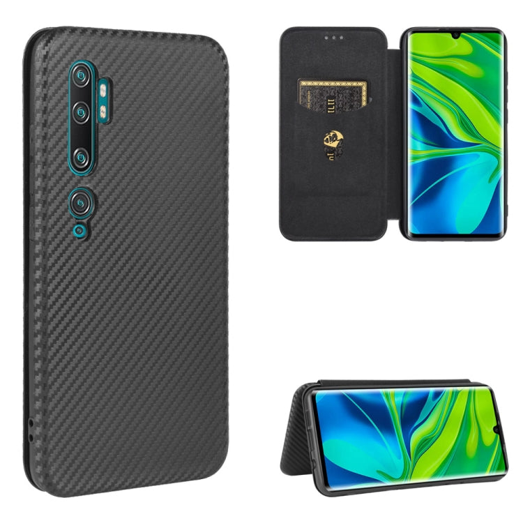 For Xiaomi Mi CC9 Pro Carbon Fiber Texture Horizontal Flip TPU + PC + PU Leather Case with Card Slot