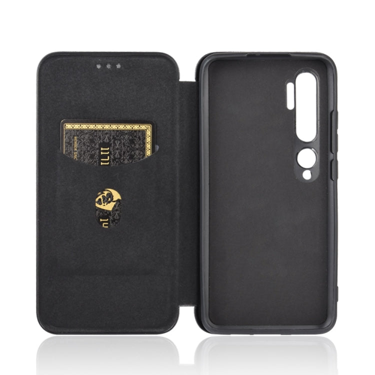 For Xiaomi Mi CC9 Pro Carbon Fiber Texture Horizontal Flip TPU + PC + PU Leather Case with Card Slot