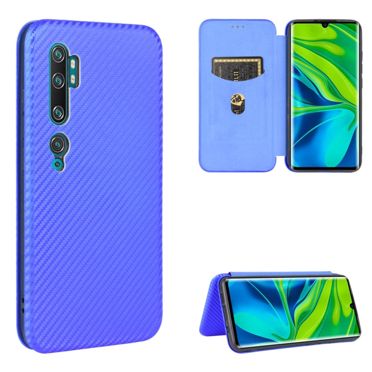 For Xiaomi Mi CC9 Pro Carbon Fiber Texture Horizontal Flip TPU + PC + PU Leather Case with Card Slot