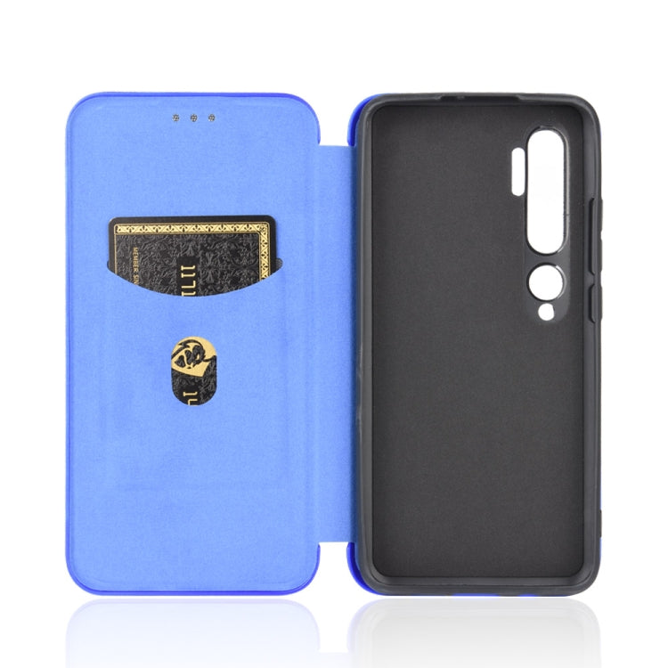 For Xiaomi Mi CC9 Pro Carbon Fiber Texture Horizontal Flip TPU + PC + PU Leather Case with Card Slot