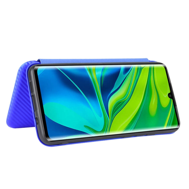 For Xiaomi Mi CC9 Pro Carbon Fiber Texture Horizontal Flip TPU + PC + PU Leather Case with Card Slot