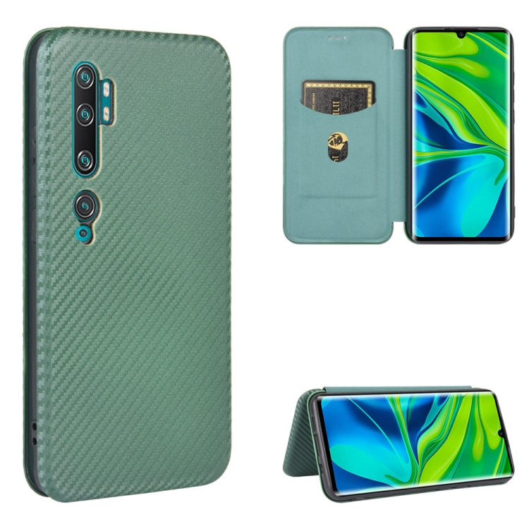 For Xiaomi Mi CC9 Pro Carbon Fiber Texture Horizontal Flip TPU + PC + PU Leather Case with Card Slot