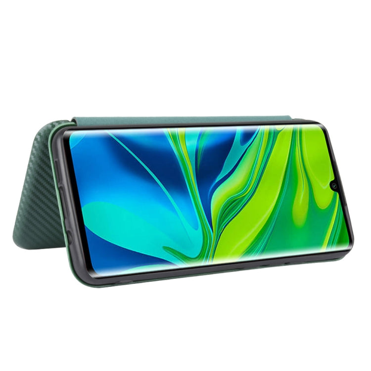 For Xiaomi Mi CC9 Pro Carbon Fiber Texture Horizontal Flip TPU + PC + PU Leather Case with Card Slot