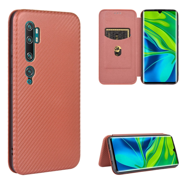 For Xiaomi Mi CC9 Pro Carbon Fiber Texture Horizontal Flip TPU + PC + PU Leather Case with Card Slot