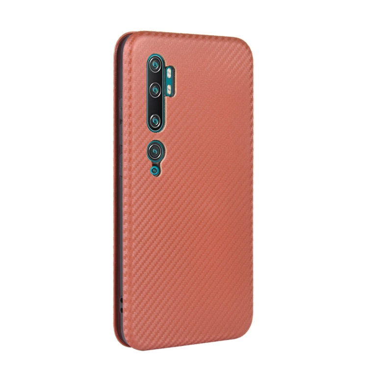 For Xiaomi Mi CC9 Pro Carbon Fiber Texture Horizontal Flip TPU + PC + PU Leather Case with Card Slot