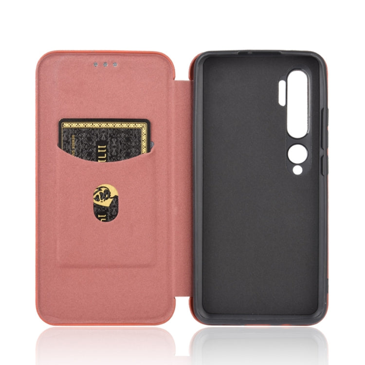For Xiaomi Mi CC9 Pro Carbon Fiber Texture Horizontal Flip TPU + PC + PU Leather Case with Card Slot