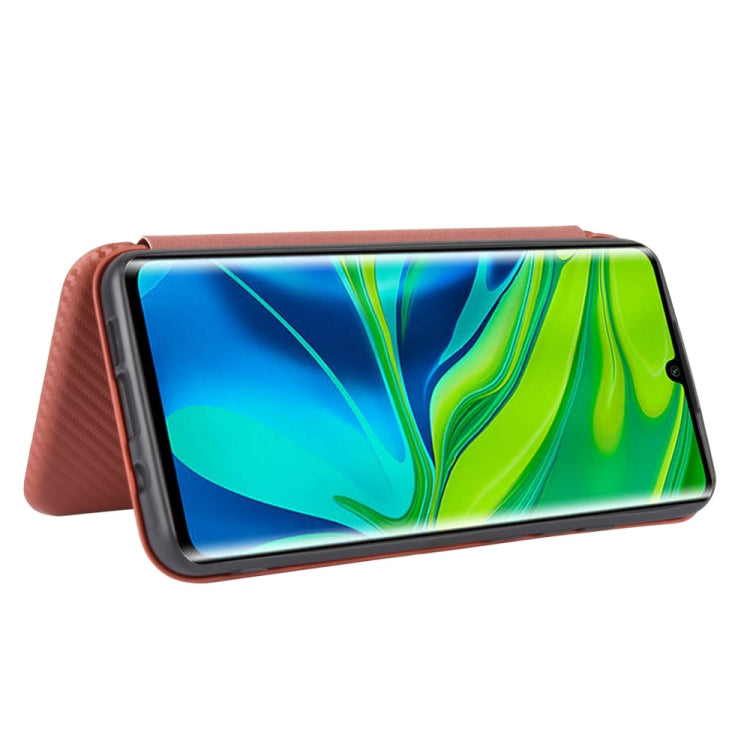 For Xiaomi Mi CC9 Pro Carbon Fiber Texture Horizontal Flip TPU + PC + PU Leather Case with Card Slot