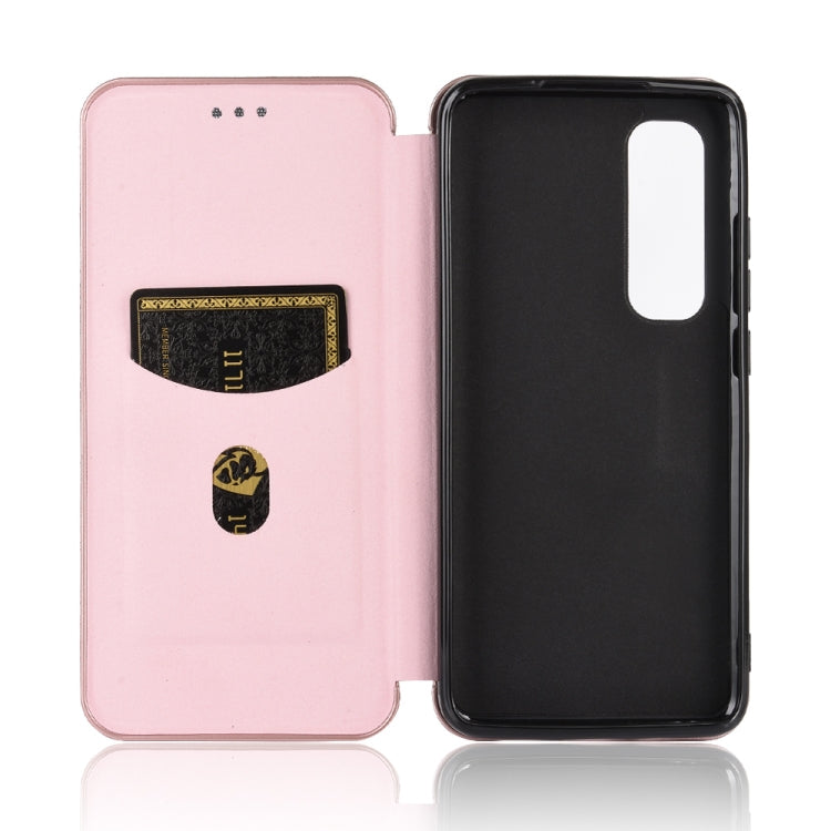 For Xiaomi Mi Note 10 Lite Carbon Fiber Texture Horizontal Flip TPU + PC + PU Leather Case with Card Slot