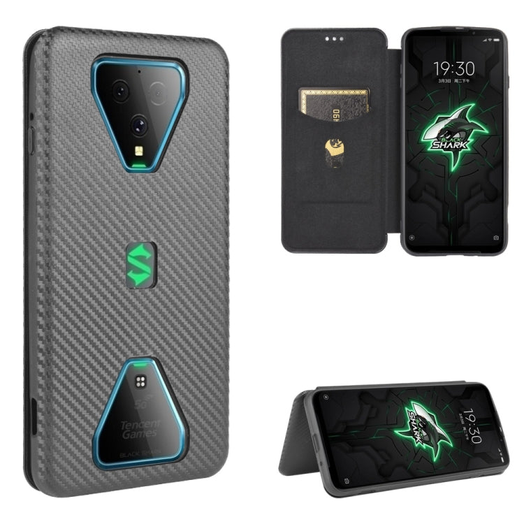 For Xiaomi Black Shark 3 Carbon Fiber Texture Horizontal Flip TPU + PC + PU Leather Case with Card Slot