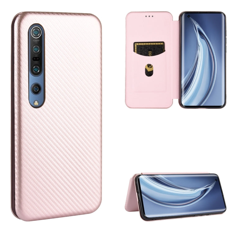 For Xiaomi Mi 10 Pro 5G Carbon Fiber Texture Horizontal Flip TPU + PC + PU Leather Case with Card Slot