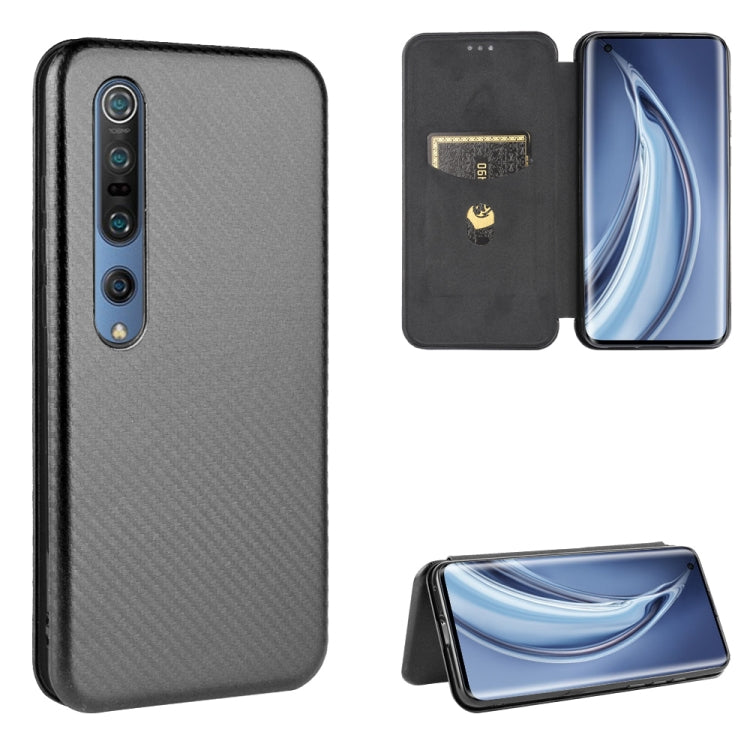 For Xiaomi Mi 10 Pro 5G Carbon Fiber Texture Horizontal Flip TPU + PC + PU Leather Case with Card Slot