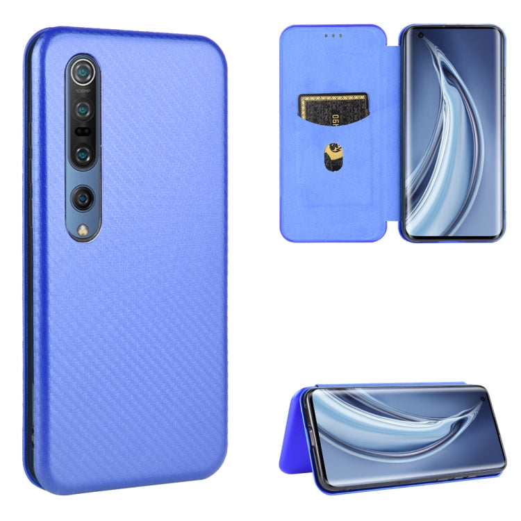 For Xiaomi Mi 10 Pro 5G Carbon Fiber Texture Horizontal Flip TPU + PC + PU Leather Case with Card Slot