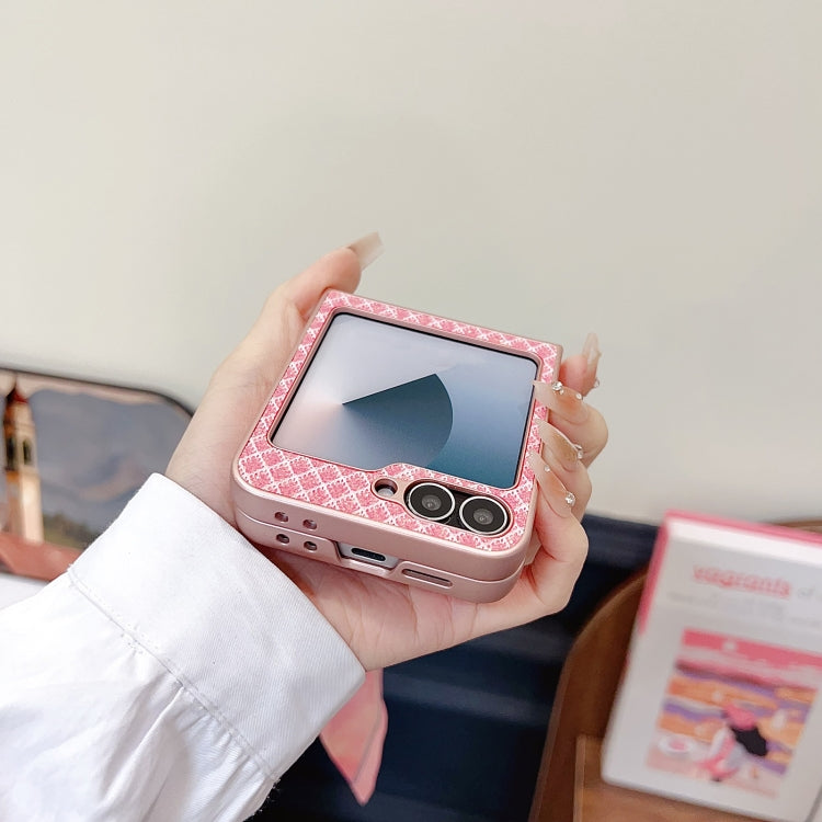 For Samsung Galaxy Z Flip6 / Flip7 FE Sparkling Diamond Rhombus PC Phone Case with Silk Scarf Bracelet